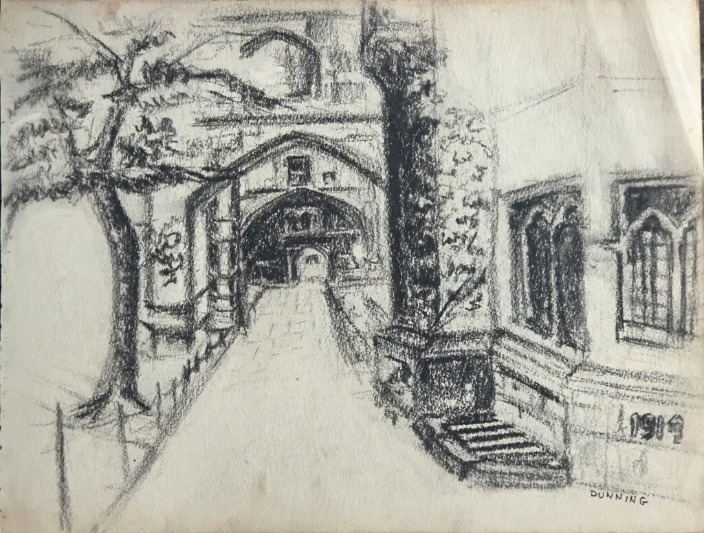 University of Chicago Campus Archway | Charcoal on paper | 9”x12”
