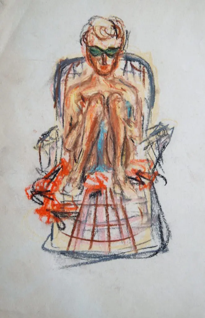 Bather in Beach Chair | Pastel on paper | 9"x11"