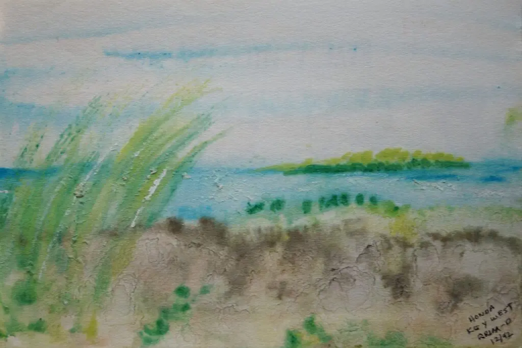 Bahia Honda, Key West, FL | Mixed media on paper | 6 1/3" x 9"