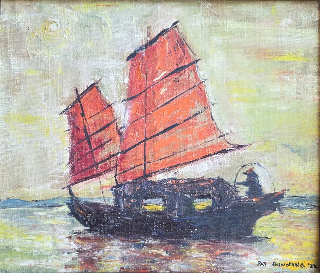 Chinese Junk Boat | Oil on canvas | 11”x13”