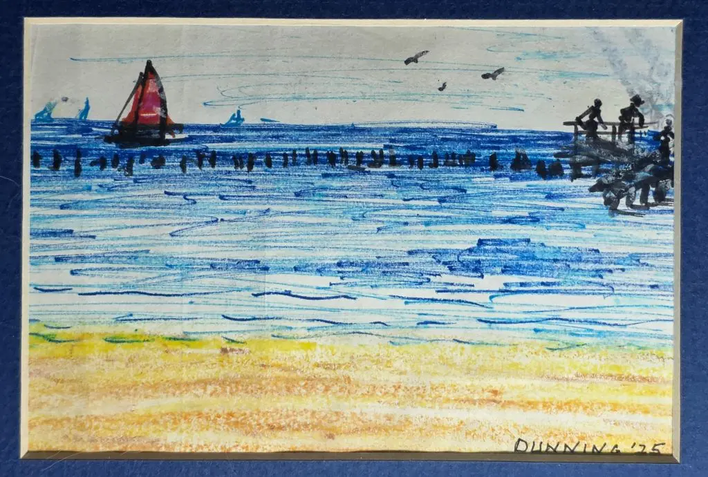 Higgs Beach, Key West, FL I | Colored pencil and watercolor on paper | 5”x7”