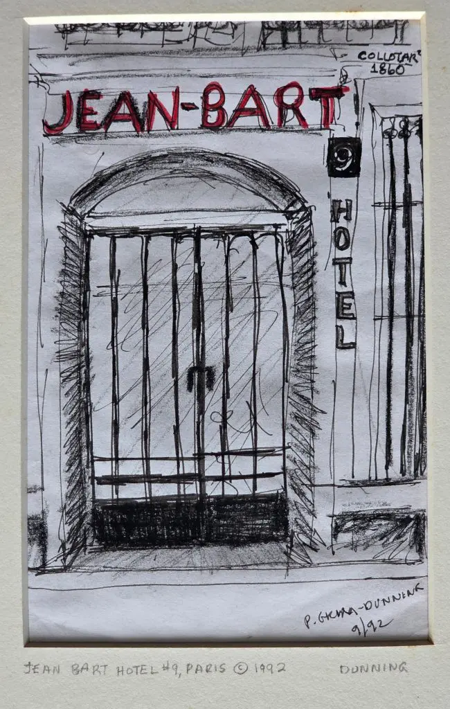 Jean-Bart Hotel, Front Door, Paris, France | Colored pencil on paper | 8”x10”( w/ mat)