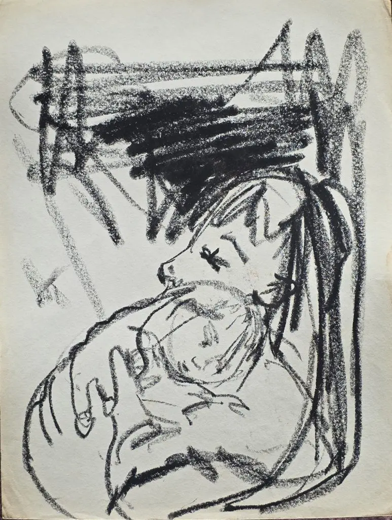Mother and Child | Charcoal on paper | 9”x12”