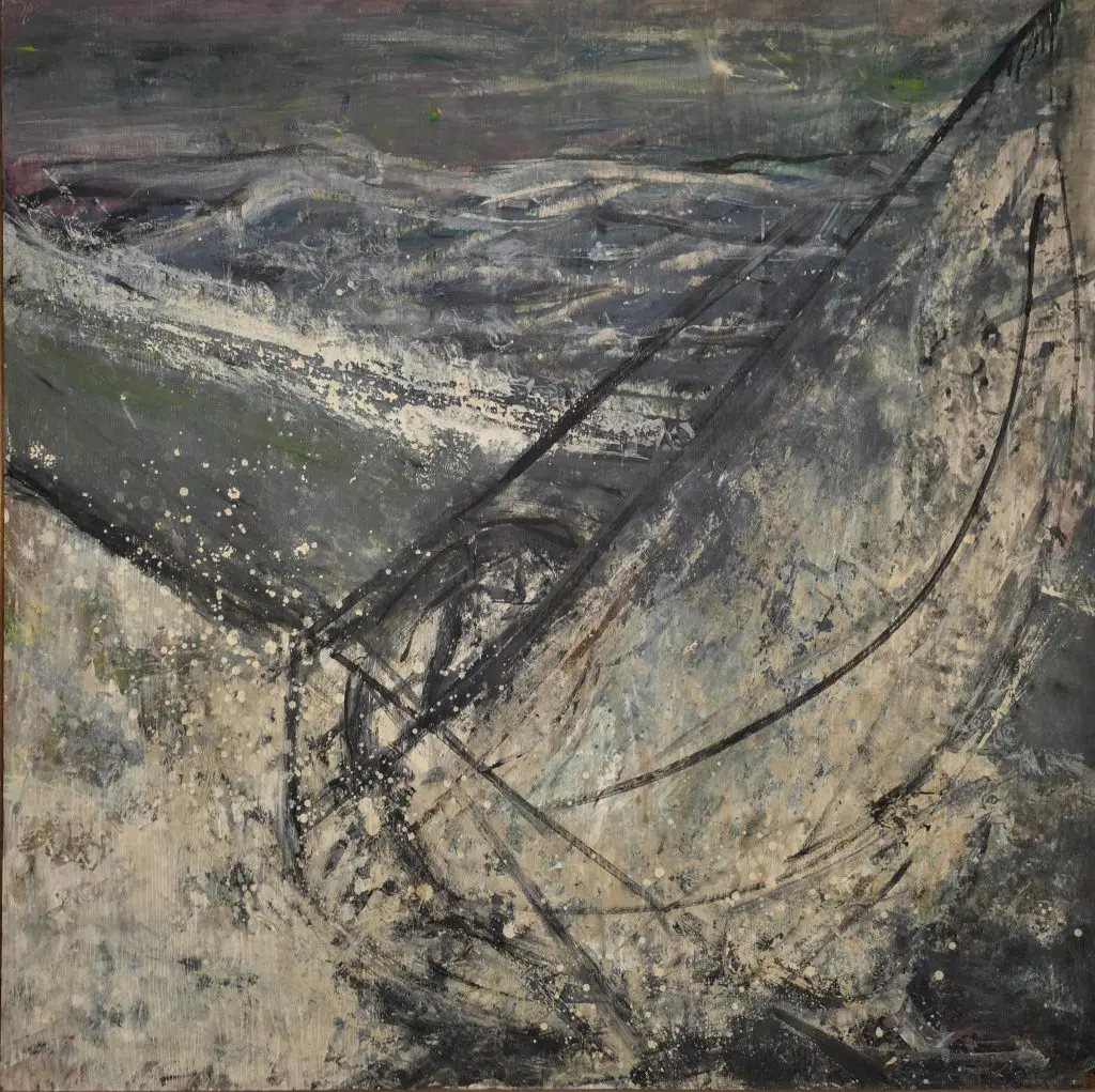 Sailboat in a Storm | Oil on wood | 48”x48”