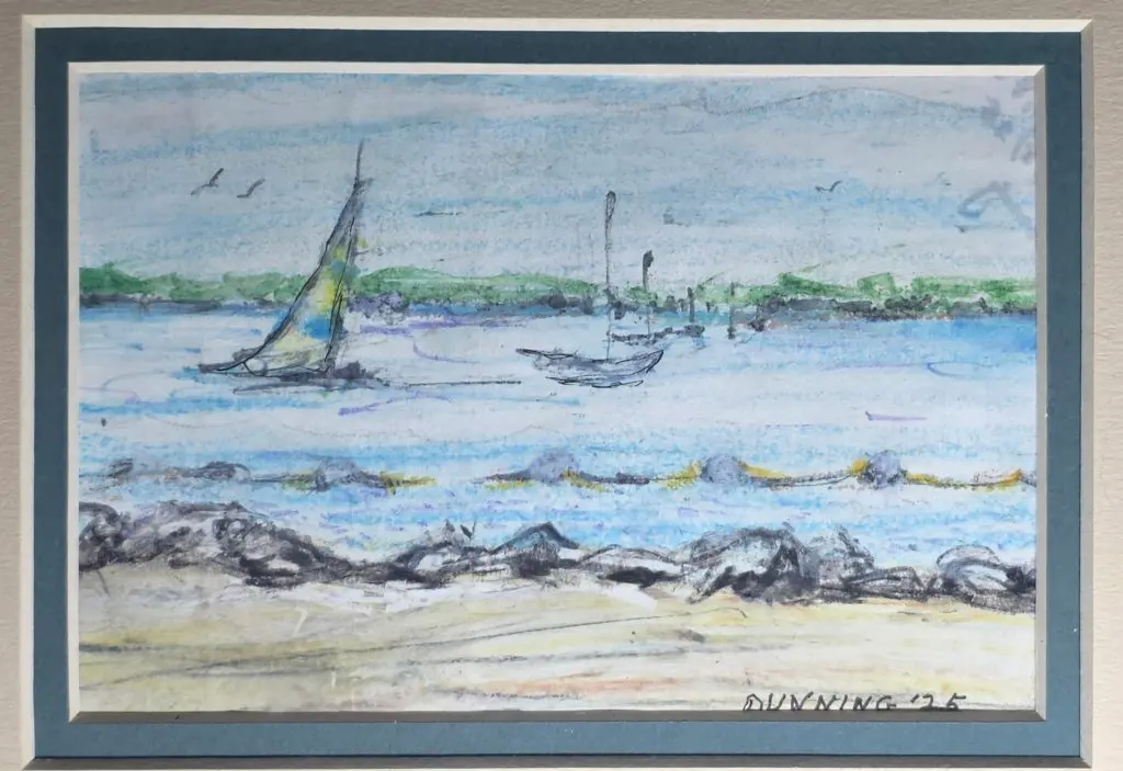 Sailboats, Key West, FL | Colored pencil and watercolor on paper | 5”x7”