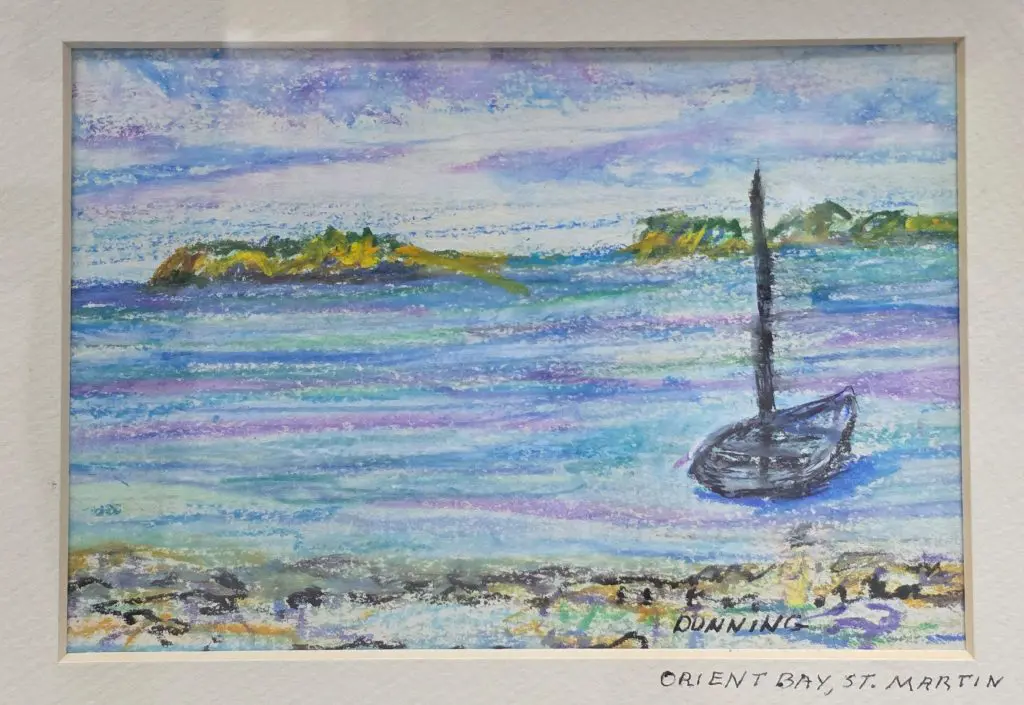 Single Sailboat, Key West FL | Oil pastel and colored pencil on paper | 5”x7”