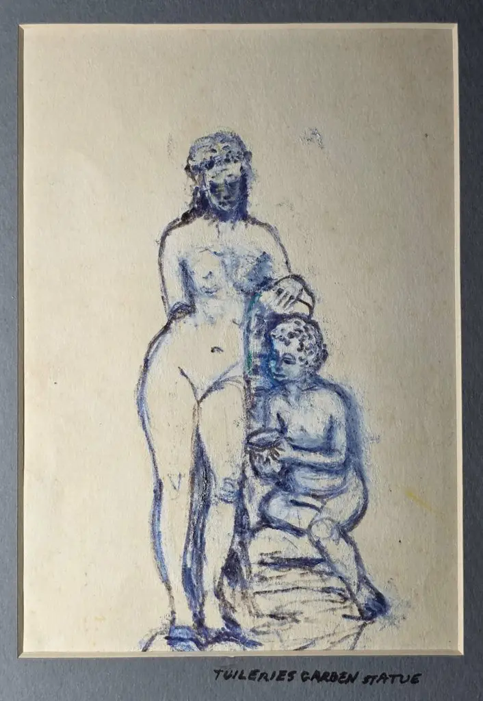 Statue at Tuileries Garden, Paris, France | Colored pencil on paper | 5”x7”