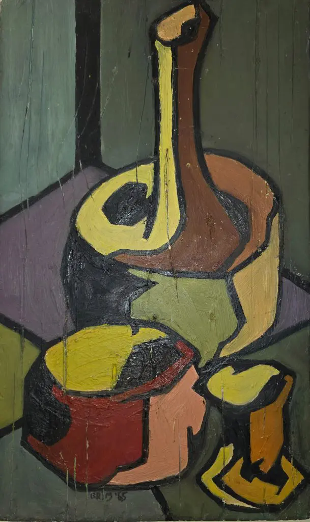 Still Life (Wine, Glass and Bread) | Oil on wood | 11 ¾” x 18 ¾”