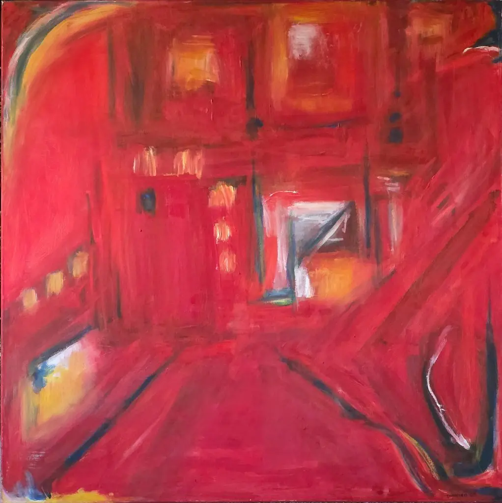 Taking Tea by The Fire | Oil on canvas | 36" x 36"