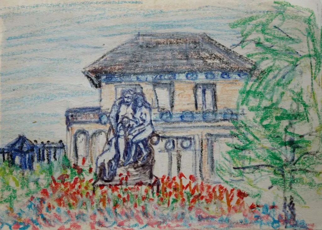 Tuilleries Garden Statue, France | Pastel on paper | 6 1/2" x 9"