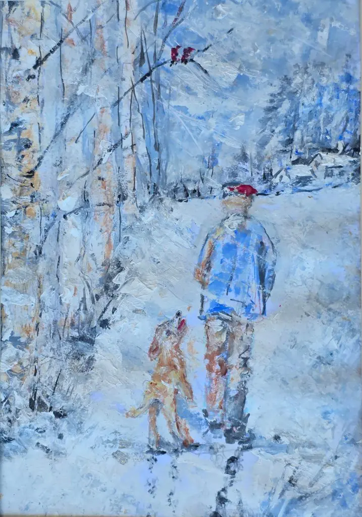 Winter Walk with a Friend | Oil on Paper | 8”x10”